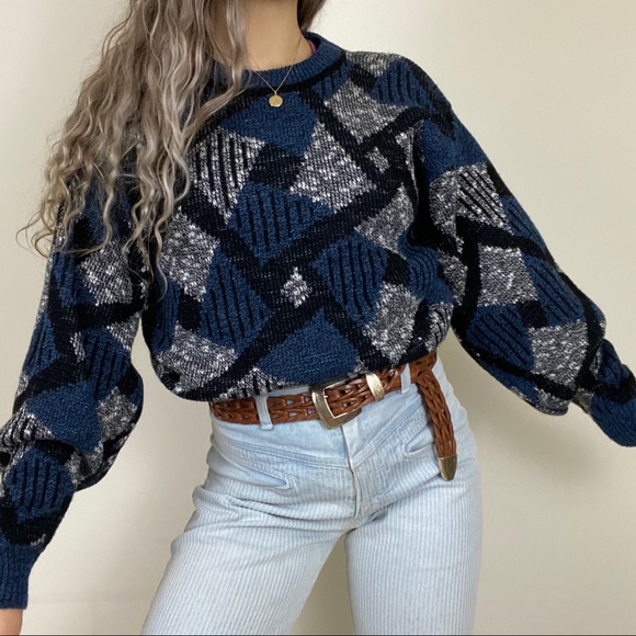 Vintage Sweaters - Vintage 90s Oversized Le Tigre Patterned Sweater